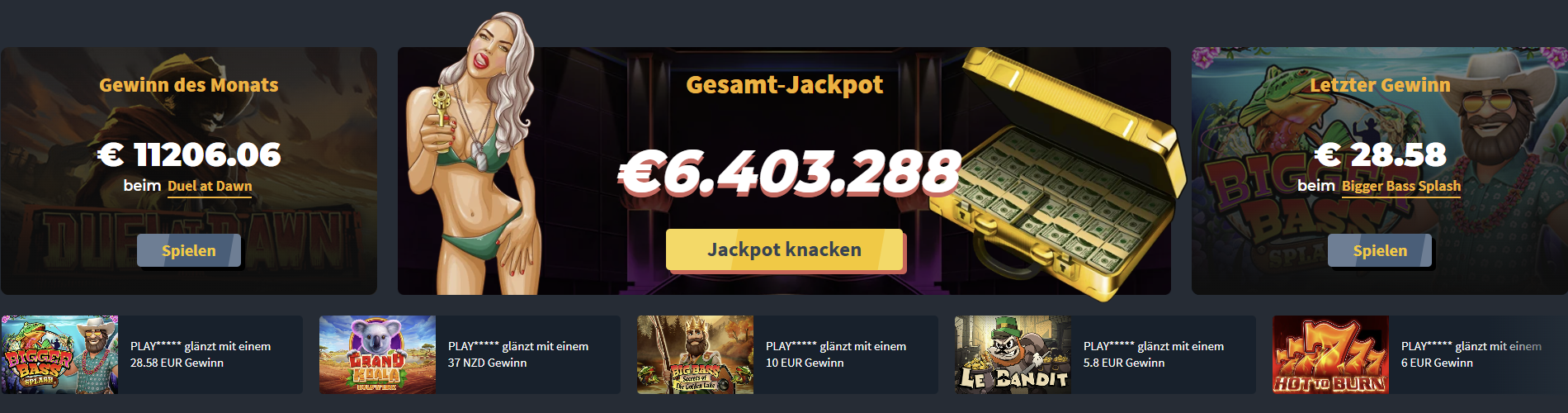 Snatch Casino Gesamt-Jackpot